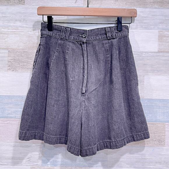GOTCHA COVERED Vintage Pleated A Line Shorts Black Cotton Made in USA Womens 6 - Picture 1 of 6